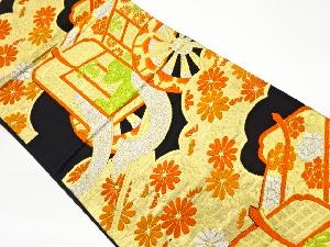 リサイクル　御所車に菊・花模様織出し袋帯